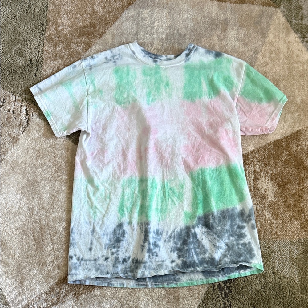 Women’s Tie-Dye T-Shirt - Green, Pink, Gray